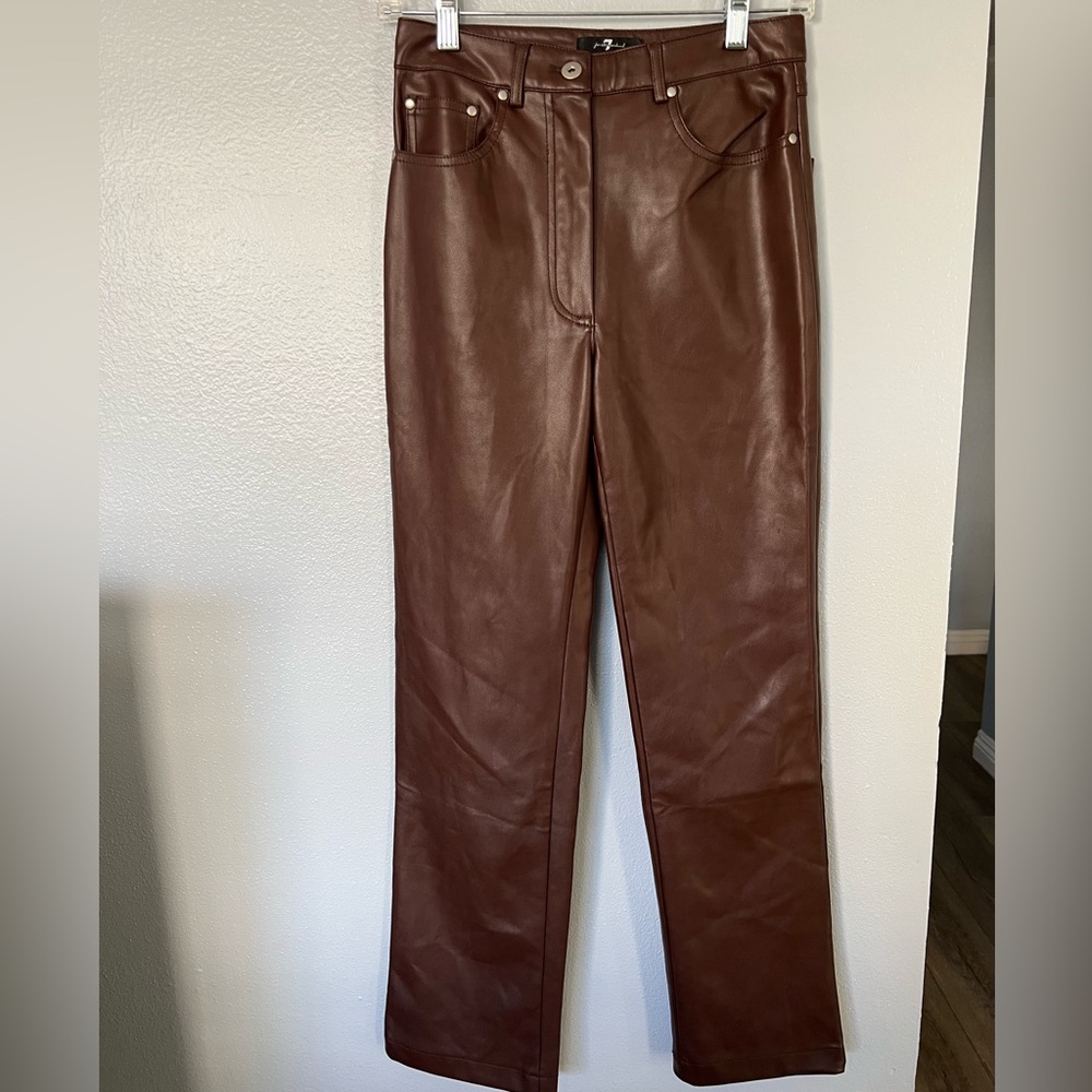 7 for all mankind Brown Faux Leather Pants Size XS